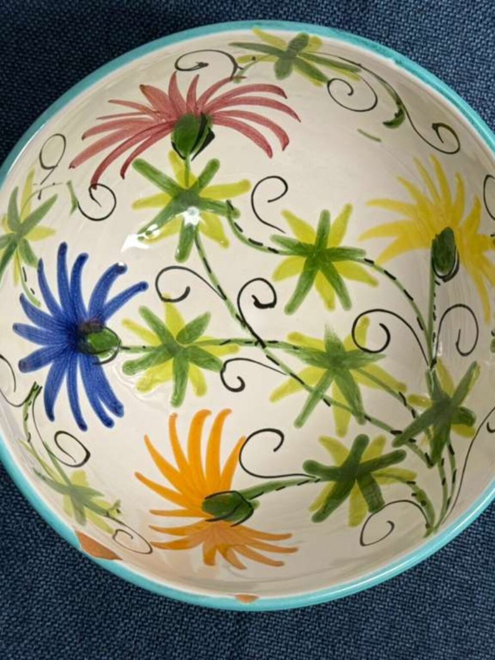 Vintage Hand-Painted Italian Pottery Oversized Mug - Signed AA Italy - Rustic Fl